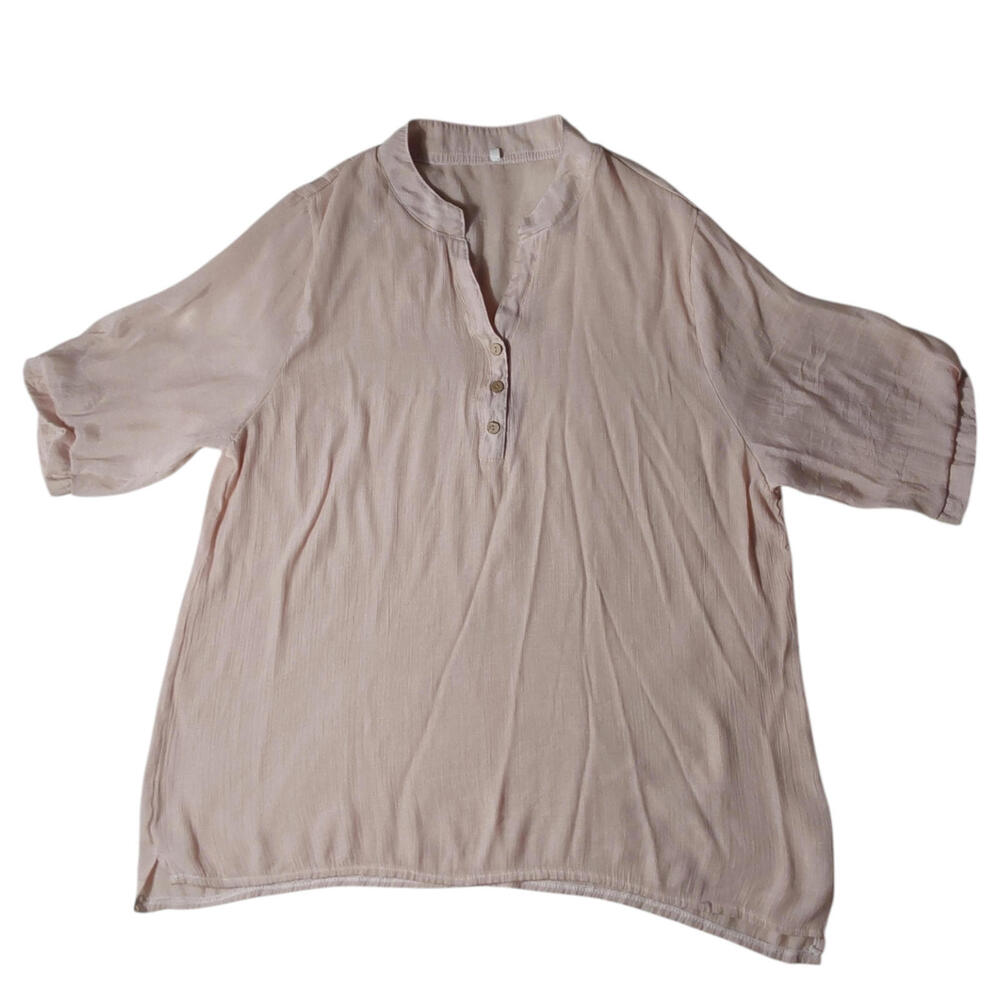 Women's Plus Size XXXL V-Neck Buttons Lightweight Blouse FREE S&H